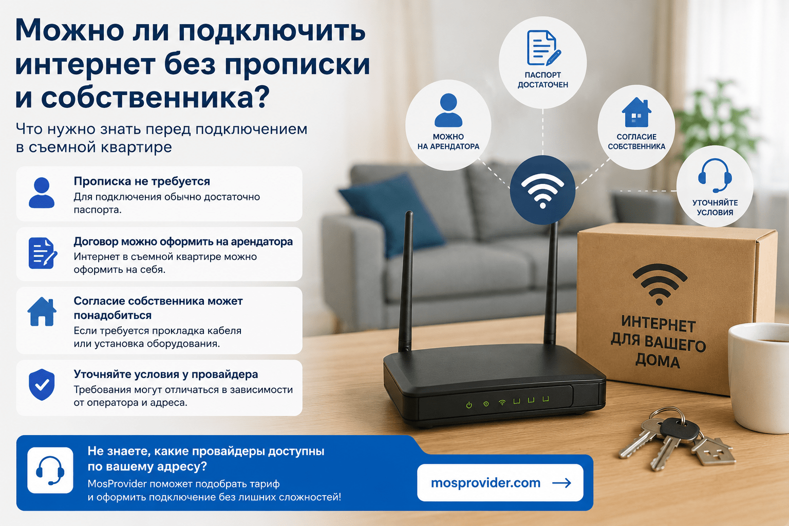 Можно ли подключить интернет без прописки и собственника квартиры?